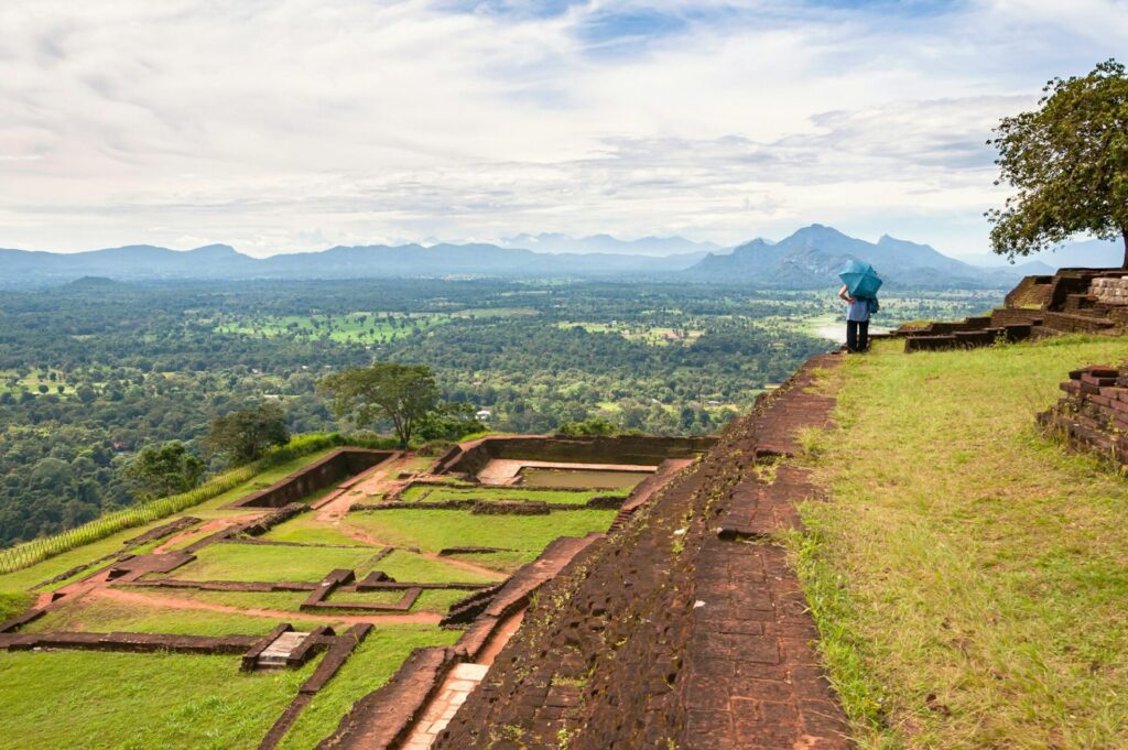 Tourist admire the view from Sigiriya Rock Temple in Sri Lanka