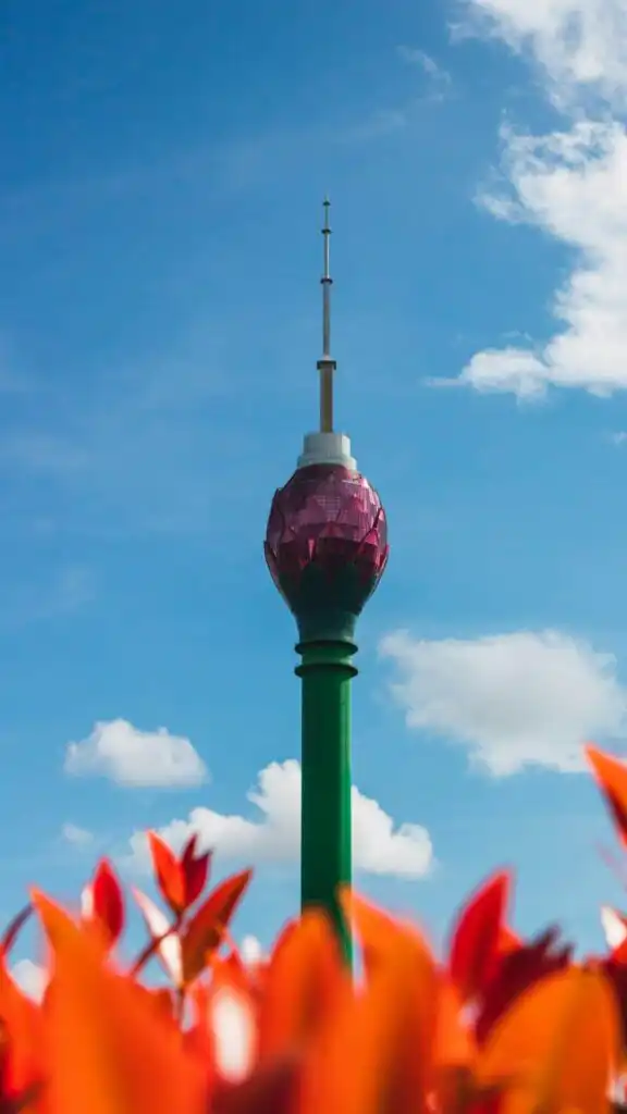 Vertical shot of the Lotus Tower in Colombo, Sri Lanka